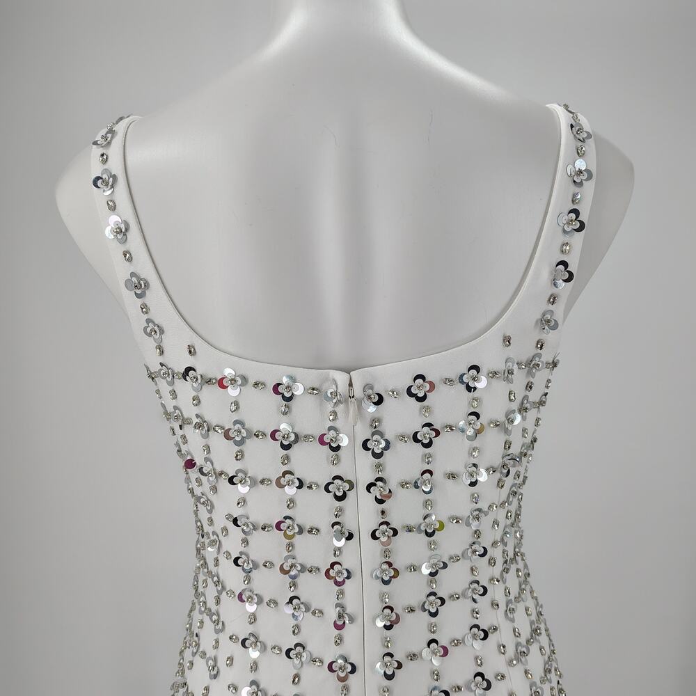 Simkhai Ziva White Embellished Mini Dress Crystal Sequin Size 8 Bridal - Picture 11 of 16